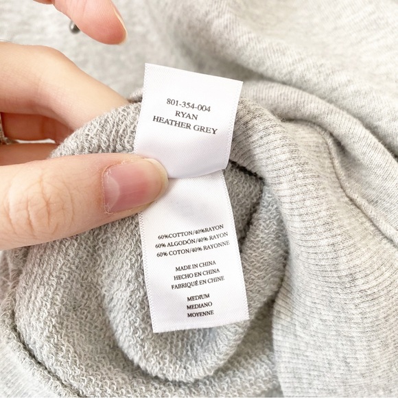 Rails Ryan Revolve Lace-Up Velvet Drawstring Heather Grey Gray Sweatshirt Medium - Picture 10 of 12